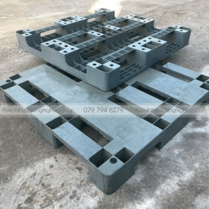 Pallet Nhựa Cũ Mặt Đá 1100x1100x140mm màu xám