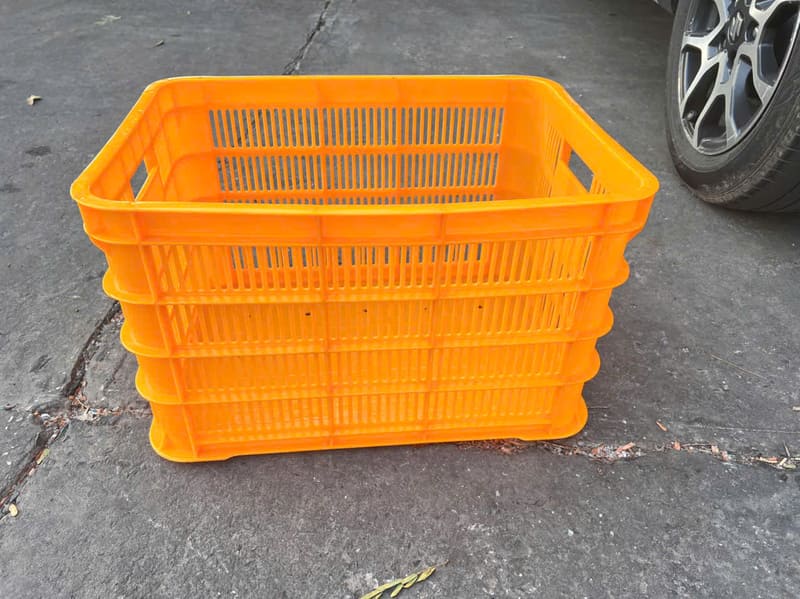 Sóng nhựa cam dung tích lớn, thành cao, thoáng khí, phù hợp chứa rau củ và trái cây tại Cần Thơ.