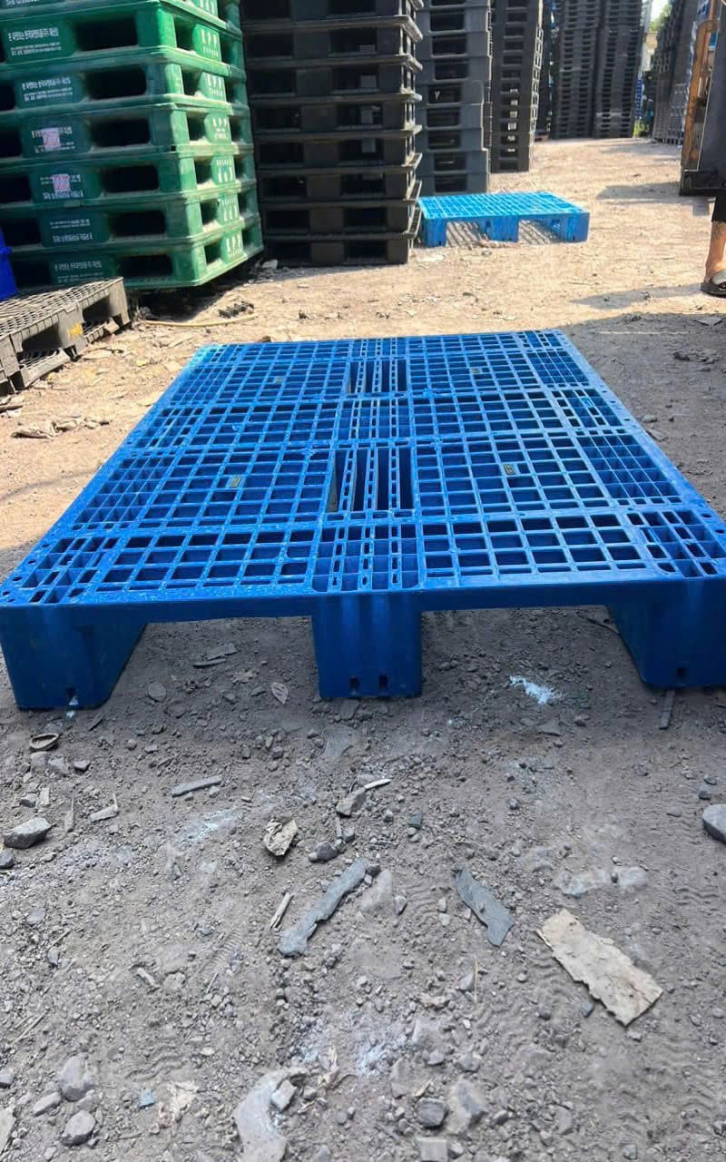 Pallet đặt tại khu vực tập kết ngoài trời trước khi chuyển vào sử dụng