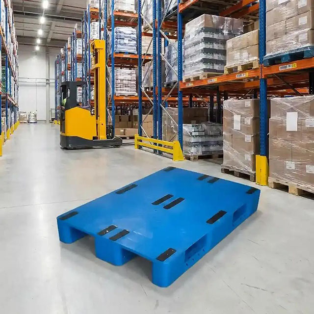 Hàng hóa được xếp ổn định trên pallet nhựa trước khi đưa vào container xuất khẩu.